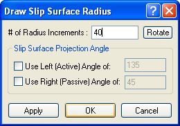 Hộp thoại Draw Slip Surface Radius