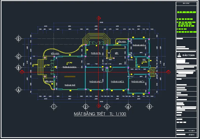 Mặt bằng công năng biệt thự sân vườn 1 tầng 2 mặt tiền